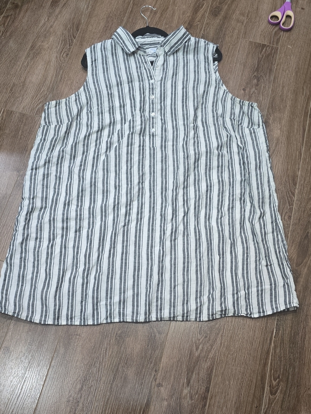 Sigrid Olsen Black & White Striped Linen Top